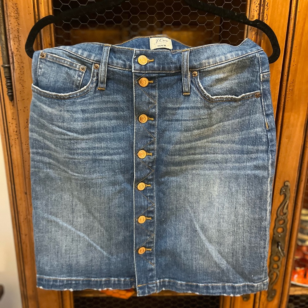 NEW J Crew Denim Button Up Skirt